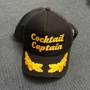 Cocktail Captain Black and Gold Embroidered Hat